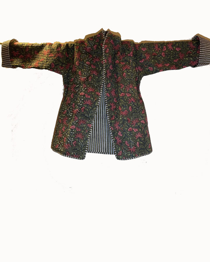 Giacca trapuntata reversibile Elisabeth cotone arancio bordeaux vista frontale