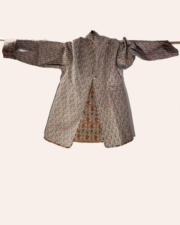 Giacca morbida Naipaul dettaglio tessuto cotone azzurro stampato floreale