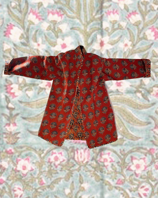 Giacca morbida Ghani dettaglio tessuto cotone stampato motivi indiani