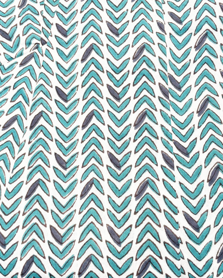 Kaftano Giannutri dettaglio stampa cotone indiano block print toni verdi
