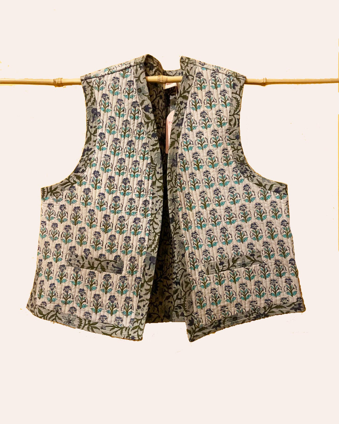 Gilet Moghul Yan dettaglio lato reversibile cotone a contrasto