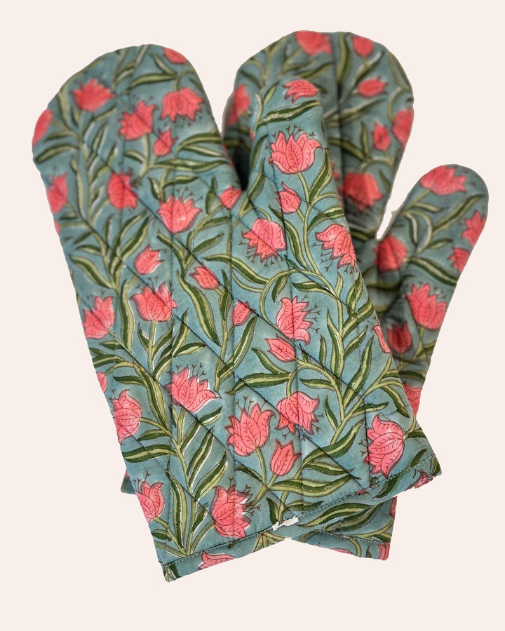 Guantone cucina Poseidon cotone trapuntato block print
