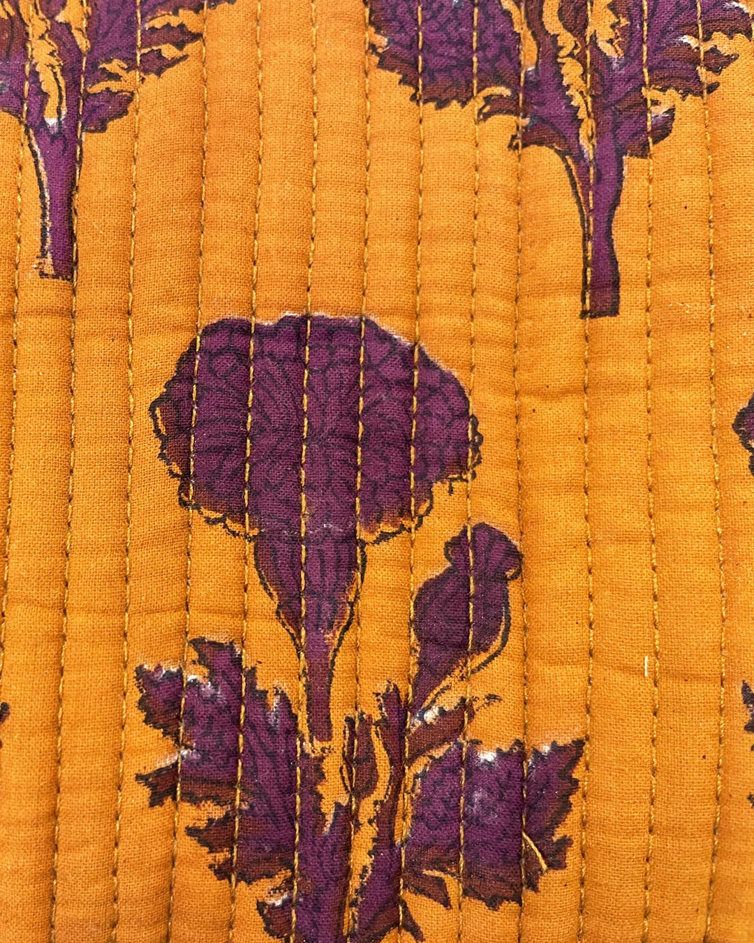 Astuccio Purple Mary Gold cotone block print dettaglio stampa floreale