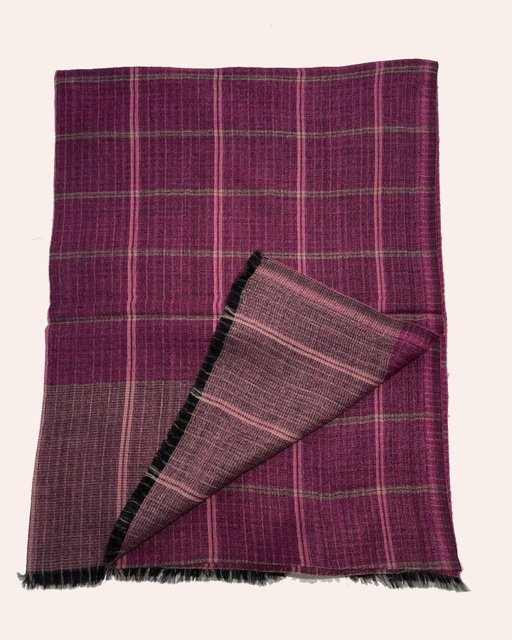Scialle Grapes Checks dettaglio retro reversibile lana seta