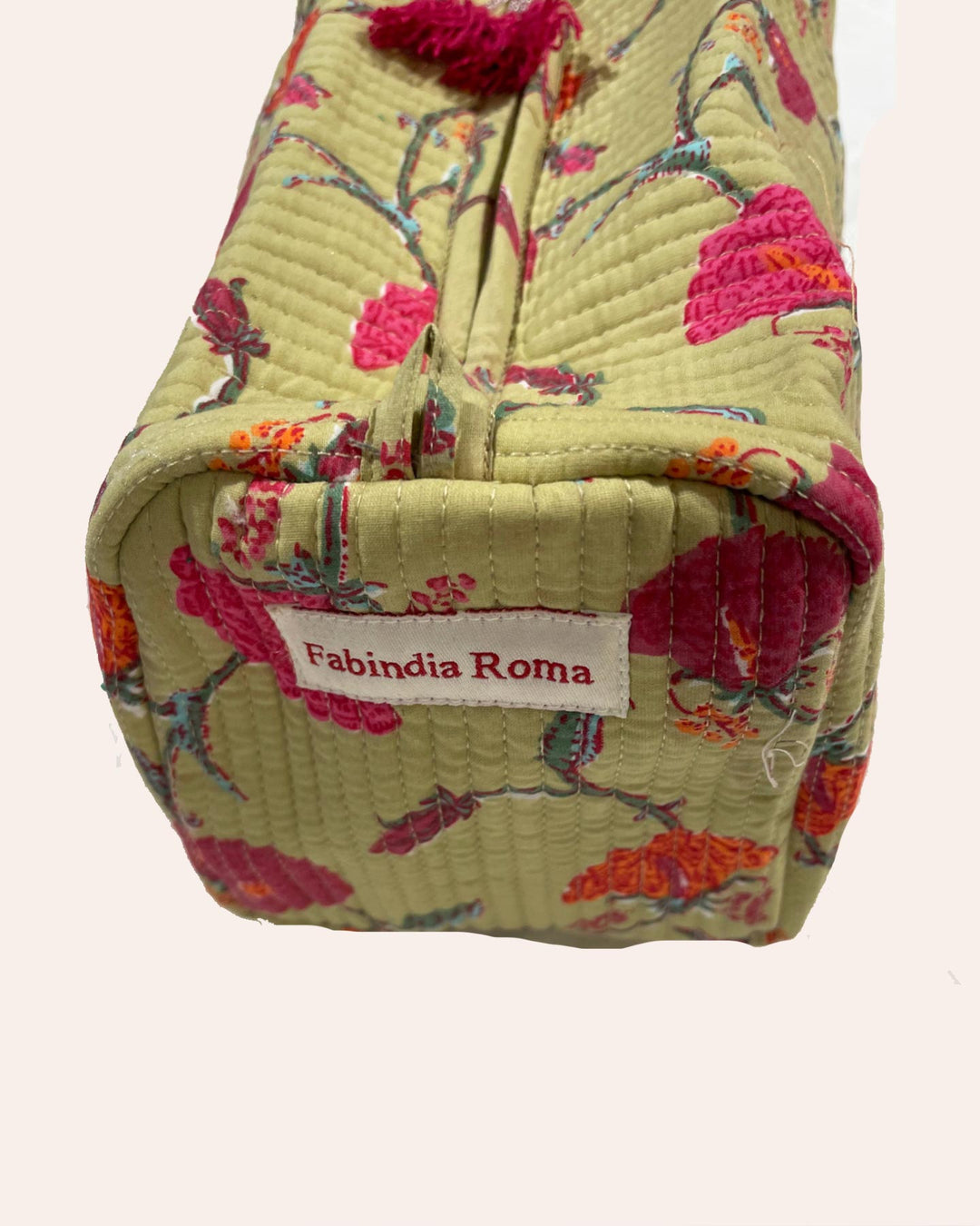 Astuccio Green Rose cotone stampato dettaglio motivo floreale verde