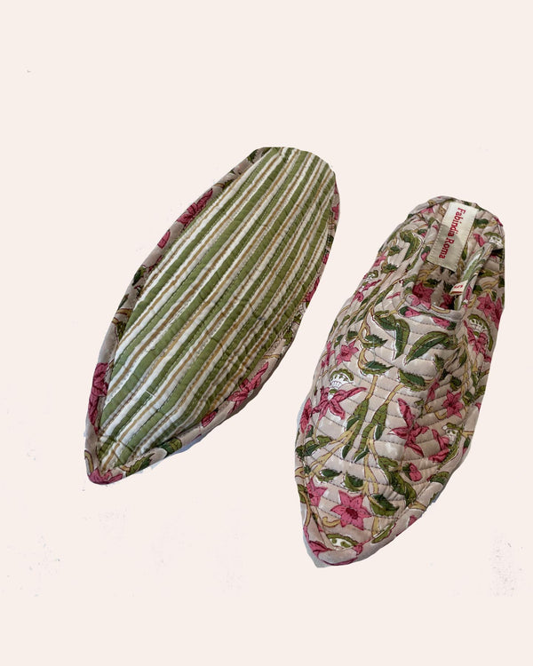 Babouches Grey Butterfly dettaglio stampa farfalla block print
