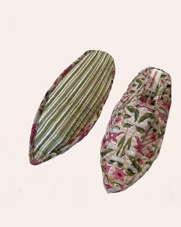 Babouches Grey Butterfly dettaglio stampa farfalla block print