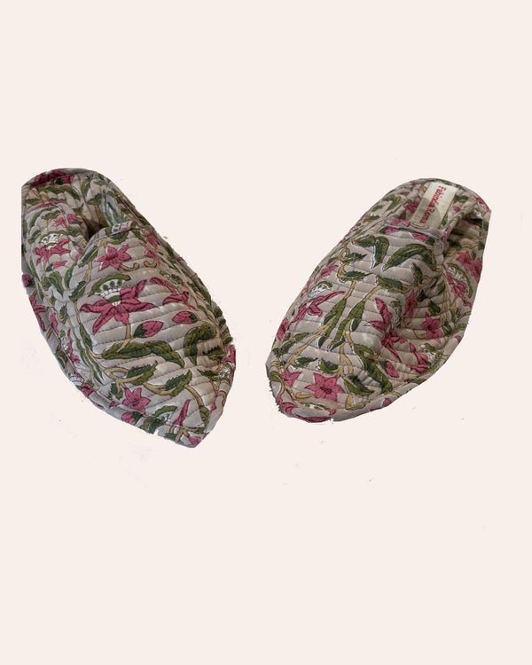 Babouches Grey Butterfly cotone trapuntato stampa farfalle grigie