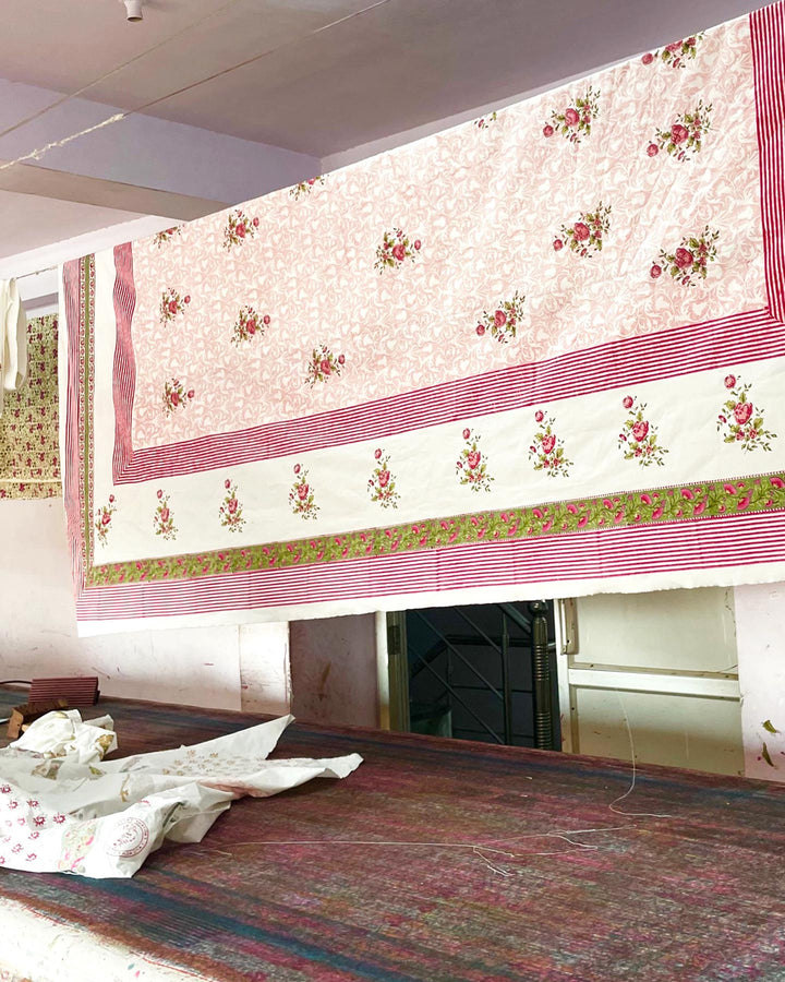 Telo Fleurs des Indes cotone indiano dettaglio