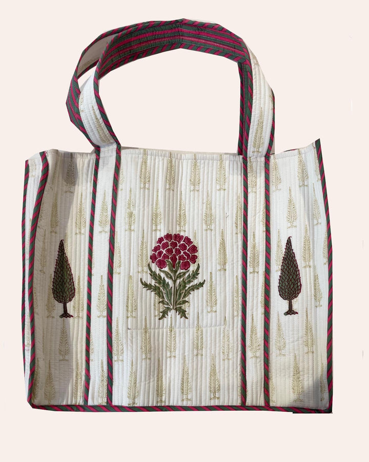 Shopper Roma Hybiscus vista retro cotone trapuntato floreale