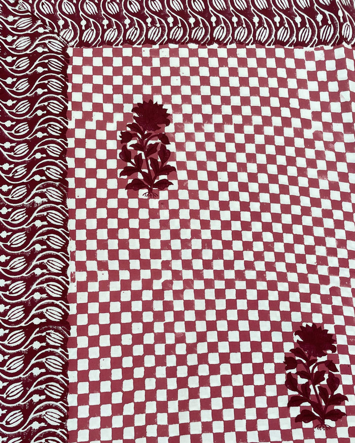 Telo Orange Ibis checks cotone indiano dettaglio