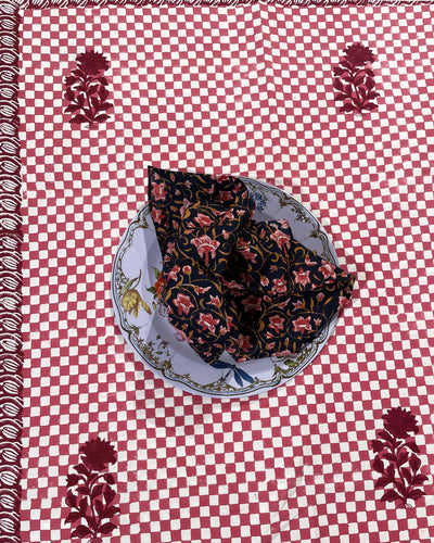Telo copriletto Orange Ibis checks cotone stampato arancio quadri