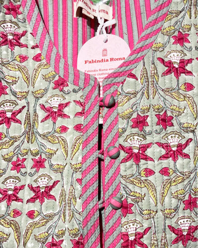 Gilet Joy dettaglio tessuto cotone stampato a mano colorato