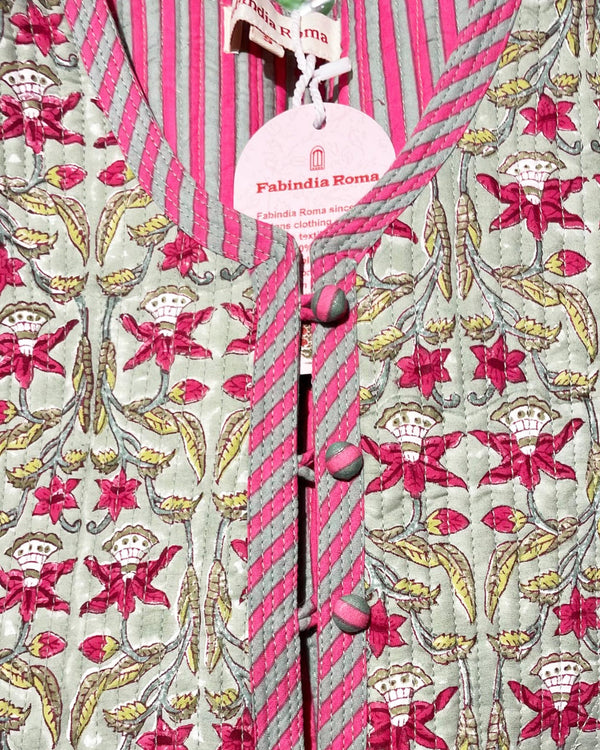 Gilet Joy dettaglio tessuto cotone stampato a mano colorato