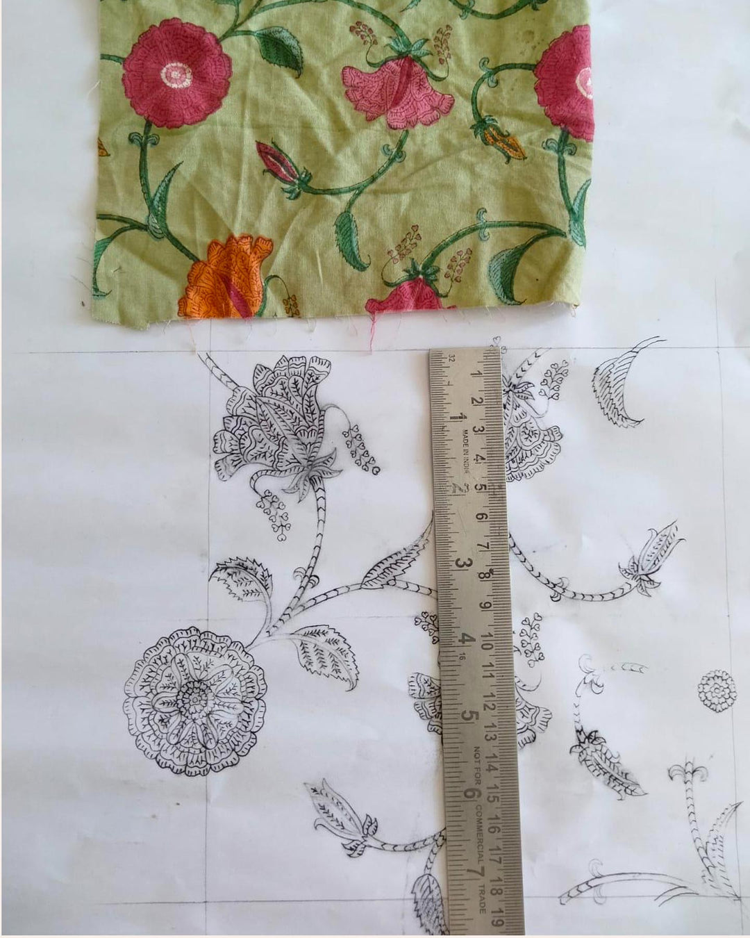 Texture cotone stampato a mano Samarcand