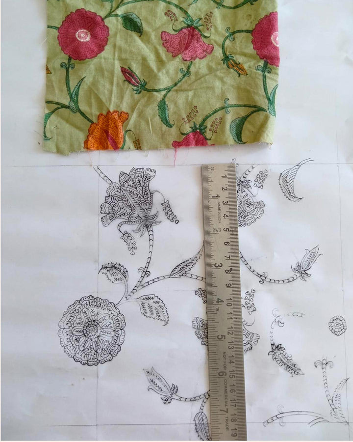 Texture cotone stampato a mano Samarcand