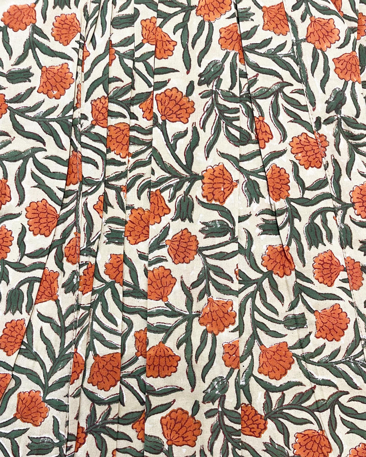 Kaftano Mango dettaglio stampa block print cotone indiano toni gialli