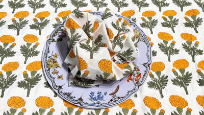 Telo copriletto Yellow Marygold cotone stampato giallo calendula