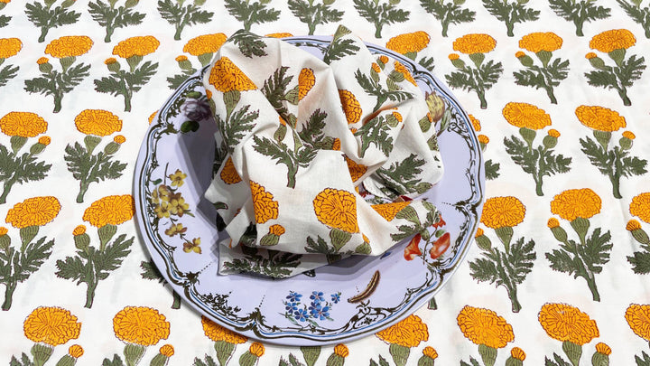 Telo copriletto Yellow Marygold cotone stampato giallo calendula
