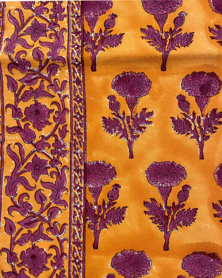 Runner Marygold Orange block print cotone dettaglio ravvicinato