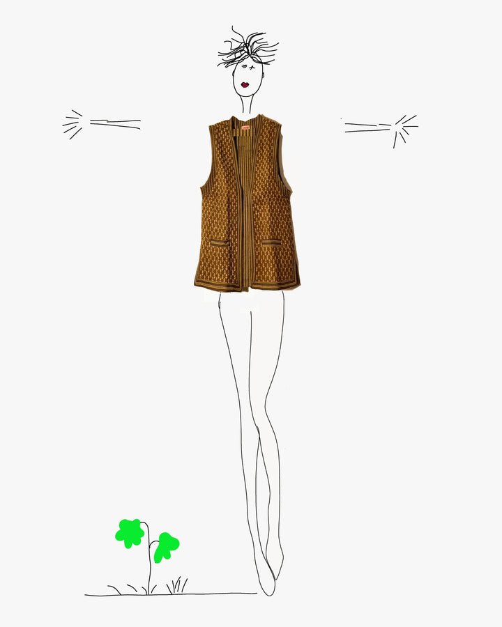 Gilet Moghul indossato modella cotone trapuntato donna