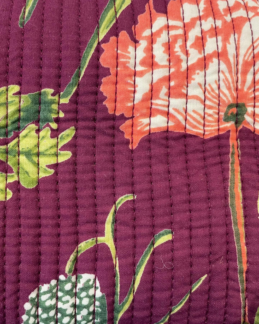 Astuccio Ninfa cotone stampato dettaglio tessuto e trapuntatura