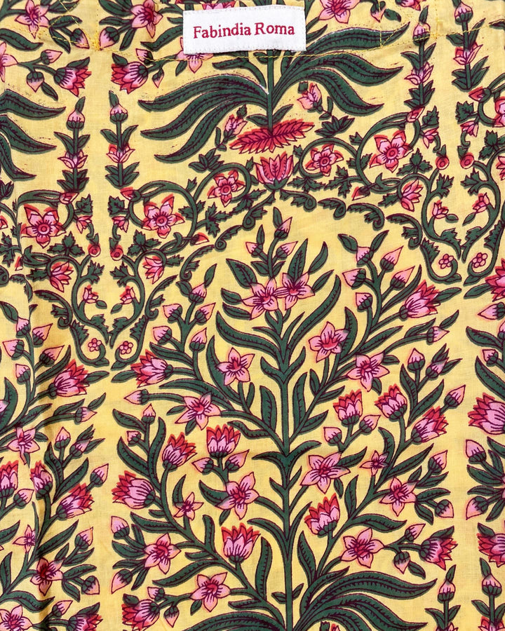 Shopper Persian Garden dettaglio stampa floreale block print cotone