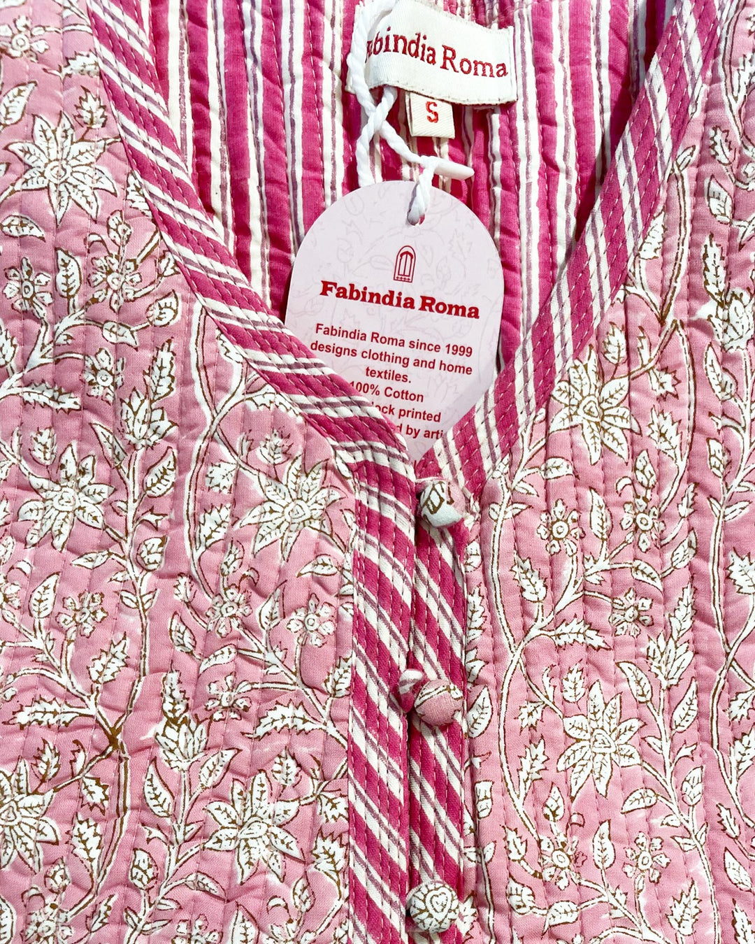 Gilet Pink City dettaglio trapuntatura e tasca mezza luna cotone rosa