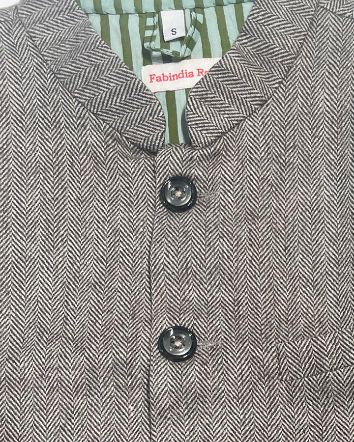 Nehru Jacket Fitted Lucy dettaglio fodera cotone a righe colorate