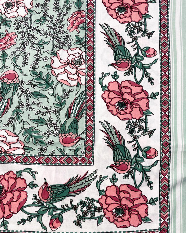Telo arredo Roses cotone stampato a mano motivo rose