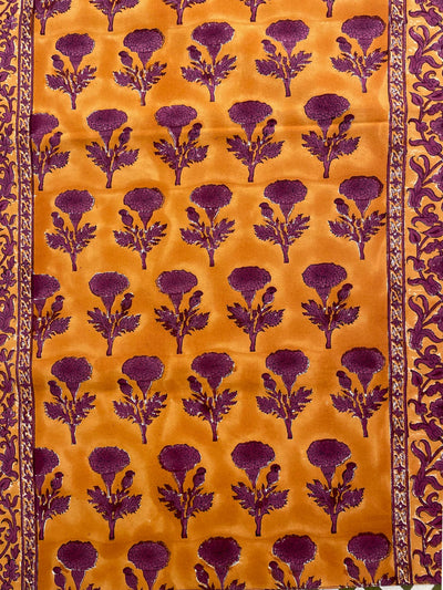 Runner da tavola Marygold Orange dettaglio stampa block print