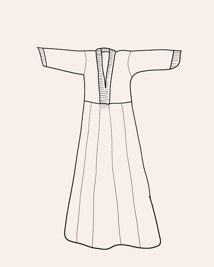 Sagoma illustrata kaftano Roma vestito lungo donna cotone Giannutri