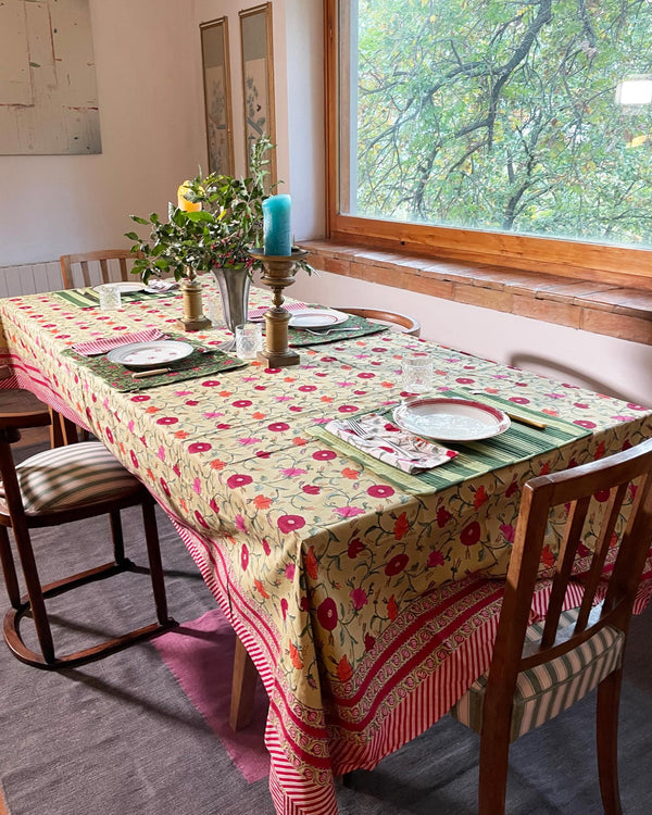 Telo copriletto Samarcand Light green cotone stampato verde salvia