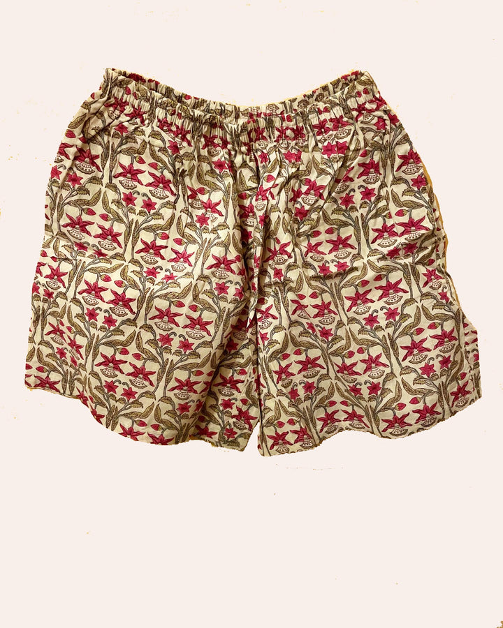 Shorts Butterfly cotone indiano block print frontale