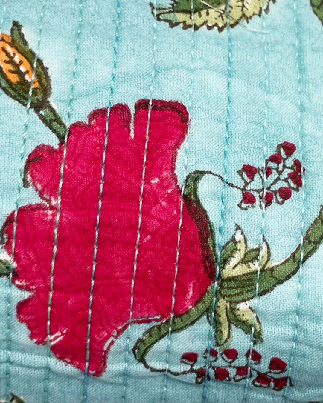 Portapenne Samarcanda cotone block print dettaglio tessuto turchese