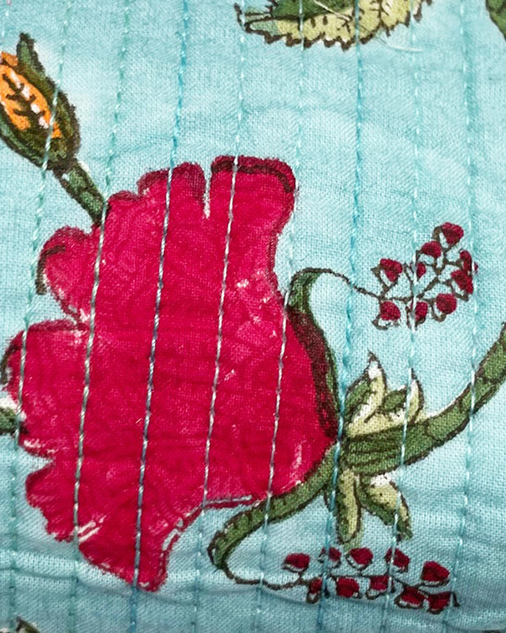 Portapenne Samarcanda cotone block print dettaglio tessuto turchese