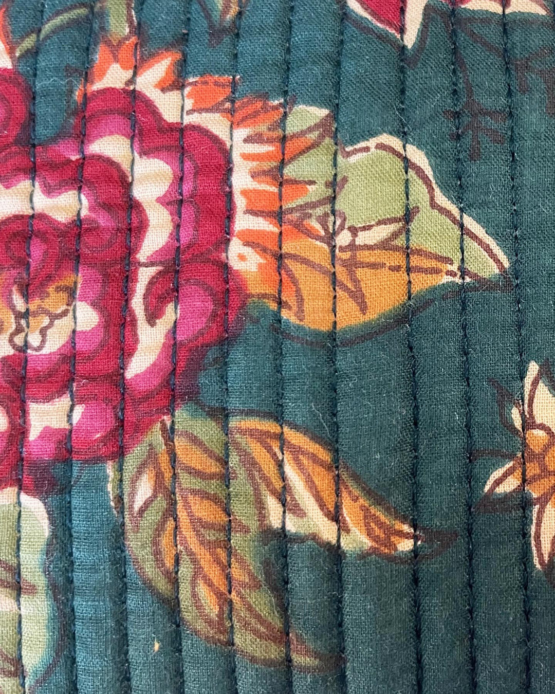 Astuccio Udine cotone block print dettaglio stampa floreale