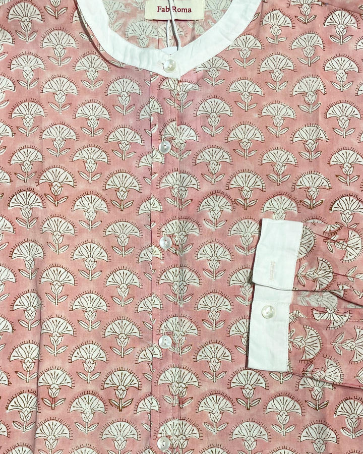 Camicia Bibi Ventaglio dettaglio stampa a ventaglio su cotone artigianale