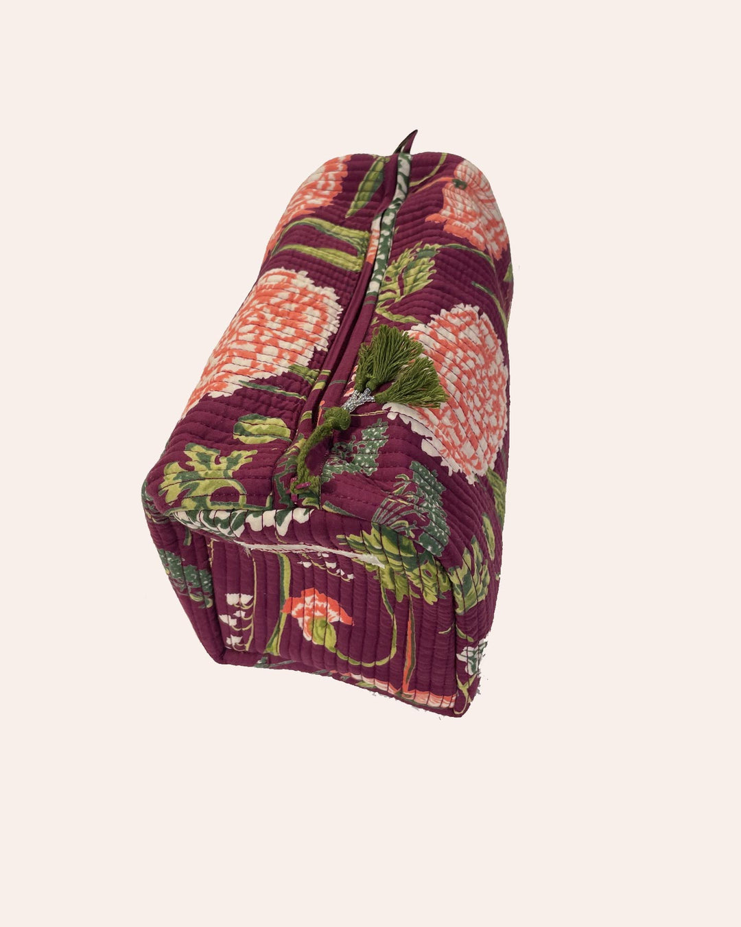 Astuccio Ninfa cotone block print dettaglio stampa peonie rosa