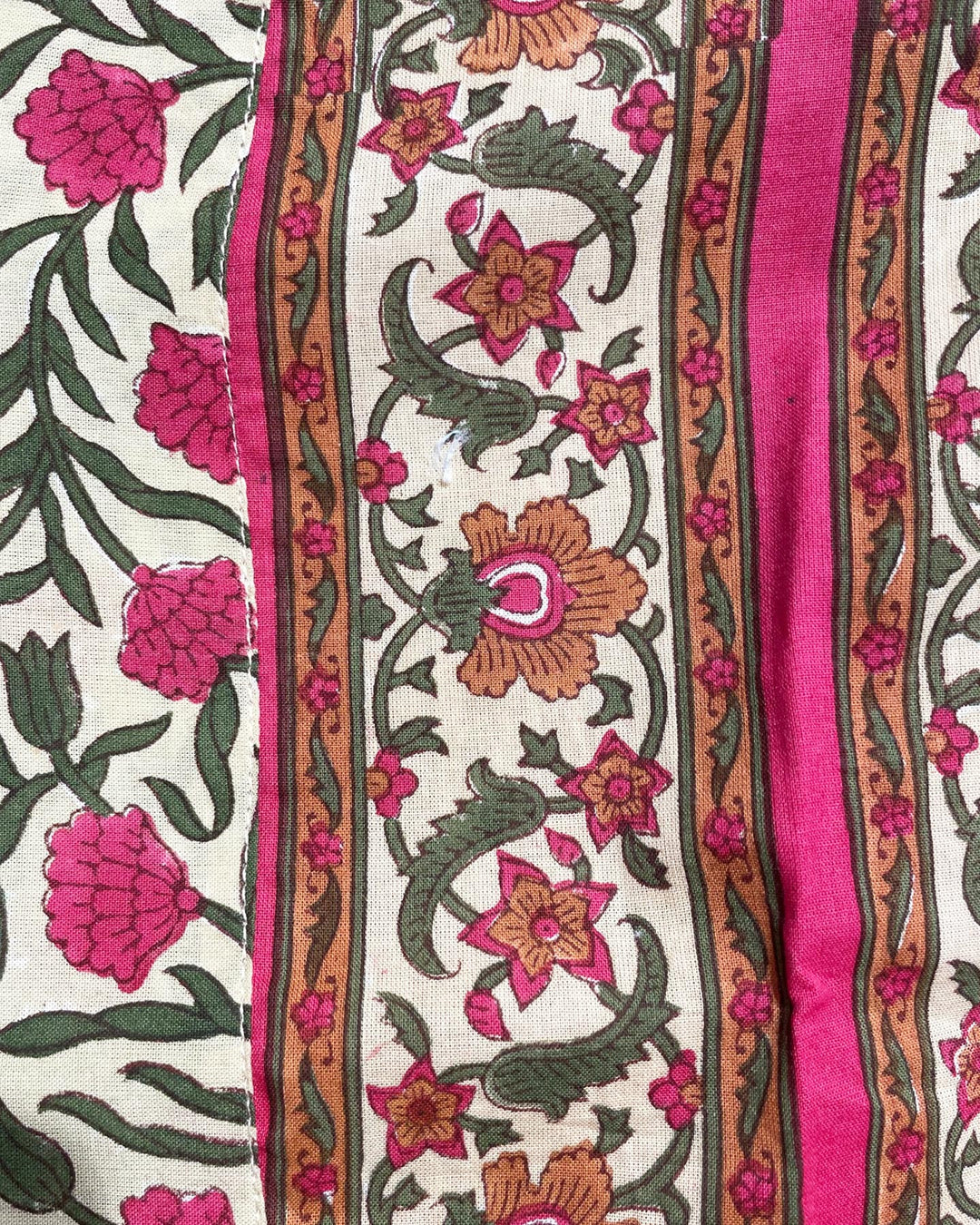 Kaftano Orchidea cotone block print dettaglio bordo e polsini decorativi